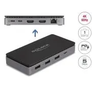Delock USB Type-C™ priključna stanica 4K - dvostruki HDMI MST / USB / Gigabit LAN / PD 3.0 85 W