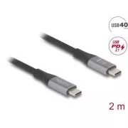 Delock USB 40 Gbps kabel USB Type-C™ muški na muški PD 3.1 240 W E-Marker 2 m sivi metalni