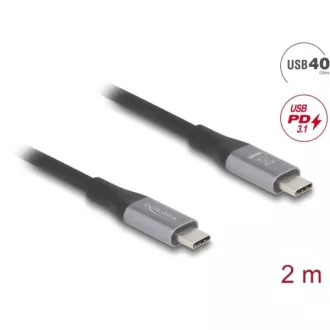Delock USB 40 Gbps kabel USB Type-C™ muški na muški PD 3.1 240 W E-Marker 2 m sivi metalni