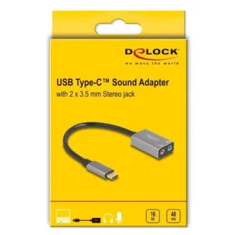 Delock Vanjska USB Type-C™ zvučna kartica s Plug & Play audio adapterom, 2 x 3,5 mm stereo priključak Delock Vanjska USB Type-C™ zvučna kartica s Plug & Play audio adapterom, 2 x 3,5 mm stereo priključak