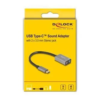 Delock Vanjska USB Type-C™ zvučna kartica s Plug & Play audio adapterom, 2 x 3,5 mm stereo priključak Delock Vanjska USB Type-C™ zvučna kartica s Plug & Play audio adapterom, 2 x 3,5 mm stereo priključak
