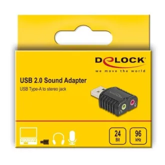 Delock vanjska USB zvučna kartica 24 bit / 96 kHz Plug & Play za Windows, MAC, Linux, Chrome OS