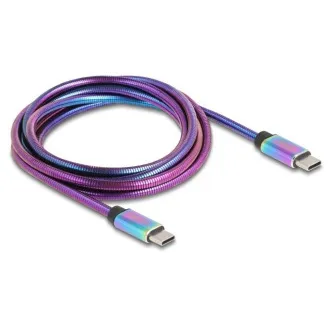 Delock USB 2.0 kabel USB Type-C™ muški na muški, s metalnim omotačem u duginim bojama, PD 3.0, 60 W, 2 m