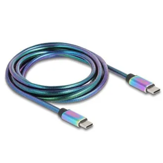Delock USB 2.0 kabel USB Type-C™ muški na muški, s metalnim omotačem u duginim bojama, PD 3.0, 60 W, 2 m