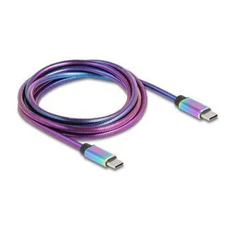 Delock USB 2.0 kabel USB Type-C™ muški na muški, s metalnim omotačem u duginim bojama, PD 3.0, 60 W, 2 m