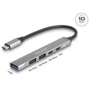 Delock tanki USB Type-C™ razdjelnik s 4 priključka s 1 x USB 10 Gbps Type-A + 2 x USB 2.0 Type-A + 1 x USB 2.0 USB Type-C™ i PD 9