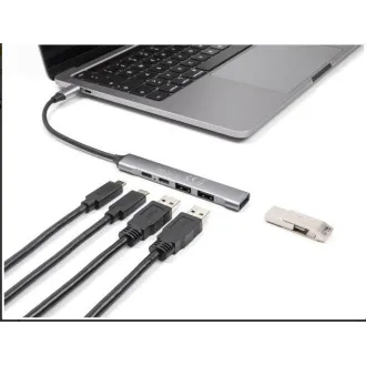 Delock tanki USB Type-C™ razdjelnik s 4 priključka s 1 x USB 10 Gbps Type-A + 2 x USB 2.0 Type-A + 1 x USB 2.0 USB Type-C™ i PD 9