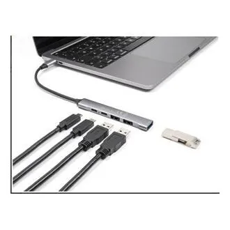 Delock tanki USB Type-C™ razdjelnik s 4 priključka s 1 x USB 10 Gbps Type-A + 2 x USB 2.0 Type-A + 1 x USB 2.0 USB Type-C™ i PD 9