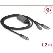 Delock USB-C™ Y-kabel 1 x muški na 2 x muški PD 3.0, 100 W pametno napajanje, 1,2 m