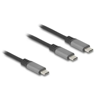 Delock USB-C™ Y-kabel 1 x muški na 2 x muški PD 3.0, 100 W pametno napajanje, 1,2 m