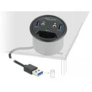 Delock stolni USB hub s 3 priključka, 1 x USB Type-C i 2 x USB Type-A + HD-Audio priključci