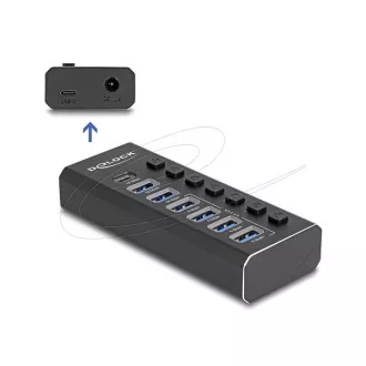 Delock USB hub sa 7 priključaka, 4 priključka 10 Gb/s i 4 priključka za brzo punjenje s prekidačem i osvjetljenjem Delock USB hub sa 7 priključaka, 4 priključka 10 Gb/s i 4 priključka za brzo punjenje s prekidačem i osvjetljenjem