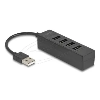 Delock USB hub s 4 priključka USB 2.0 s 4 x USB Tipa-A ženski, crni Delock USB hub s 4 priključka USB 2.0 s 4 x USB Tipa-A ženski, crni