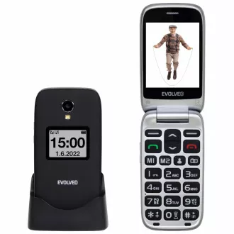 EVOLVEO EasyPhone FS, preklopni mobitel 2,8" za starije osobe s postoljem za punjenje (crni)