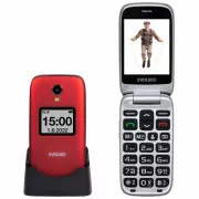 EVOLVEO EasyPhone FS, preklopni mobitel 2,8" za starije osobe s postoljem za punjenje (crvene boje)