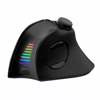 EVOLVEO TwinVerti, bežični vertikalni ergonomski miš, pozadinsko osvjetljenje, tihi, 2,4 GHz+Bluetooth, crni