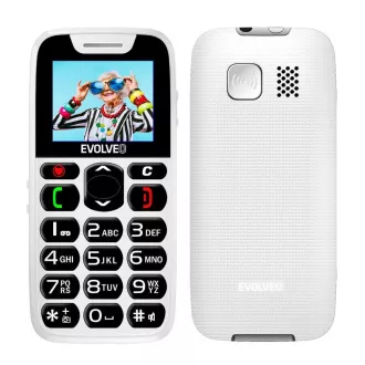 EVOLVEO EasyPhone, telefon za starije osobe s postoljem za punjenje, 1,8" 160 × 128 px/1xSIM/microSDHC/1000 mAh/bijela