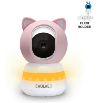 EVOLVEO Baby Monitor LUX - Pametni 360° video monitor za bebe s noćnim vidom, detekcijom plača i pokreta, roze boje - Rabljen