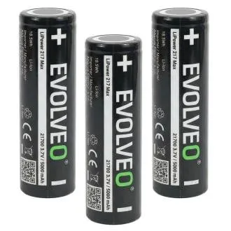 EVOLVEO LiPower 217 Max 5000 – Li-ionska baterija 21700 (3,7 V / 5000 mAh) 3 kom. EVOLVEO LiPower 217 Max 5000 – Li-ionska baterija 21700 (3,7 V / 5000 mAh) 3 kom.