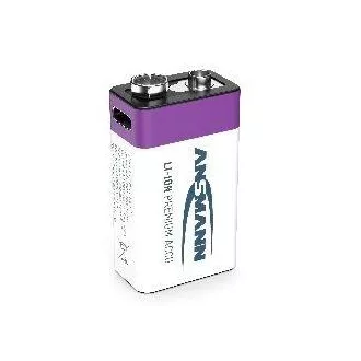 Ansmann Li-ion 9V blok, min 340mAh, s elektronikom za punjenje, USB-C