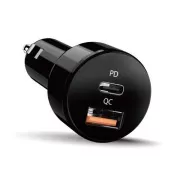 Genius PD-36AC-Car, Strujni adapter, za auto, 36W, 1× USB-C, 1× USB, PD 3.0, QC 3.0, crni