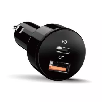Genius PD-36AC-Car, Strujni adapter, za auto, 36W, 1× USB-C, 1× USB, PD 3.0, QC 3.0, crni