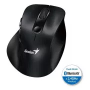 Genius Ergo 9000S, Miš, bežični, optički, 2400DPI, 6 tipki, Bluetooth, 2.4GHz, USB, crni