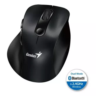 Genius Ergo 9000S, Miš, bežični, optički, 2400DPI, 6 tipki, Bluetooth, 2.4GHz, USB, crni