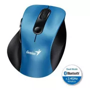 Genius Ergo 9000S, Miš, bežični, optički, 2400DPI, 6 tipki, Bluetooth, 2.4GHz, USB, plavi
