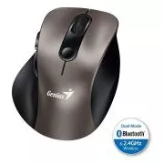 Genius Ergo 9000S, Miš, bežični, optički, 2400DPI, 6 tipki, Bluetooth, 2.4GHz, USB, titanium