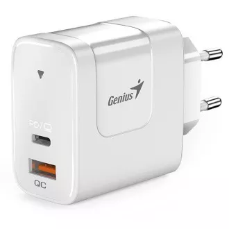 Genius PD-65AC, Strujni adapter, univerzalni, 65W, 1× USB-C, 1× USB, PD 3.0, QC 3.0, bijeli