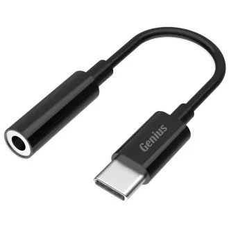 Genius ACC-C100, Redukcija, USB-C utikač, 3,5 mm jack utičnica, 10 cm, crna