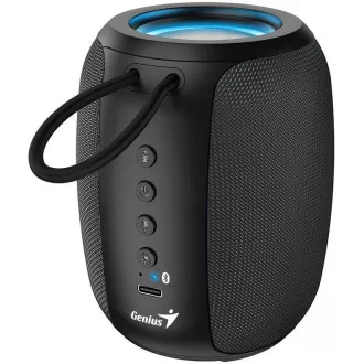 Genius SP-915BT zvučnik, bežični, Bluetooth, 5W, LED pozadinsko osvjetljenje, USB-C, trajanje baterije do 6 sati, mikrofon, podrška za Copilota, sivo-crni