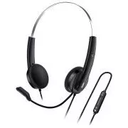 Genius HS-220U AI, Slušalice, preko uha, žičane, s mikrofonom, kontrola glasnoće, Copilot, 1× USB-C, crno-srebrne