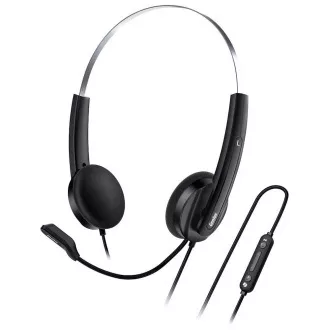 Genius HS-220U AI, Slušalice, preko uha, žičane, s mikrofonom, kontrola glasnoće, Copilot, 1× USB-C, crno-srebrne