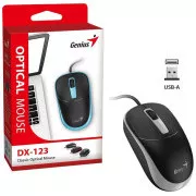 Genius DX-123 miš, žični, optički, 1200DPI, 3 tipke, USB, crno-sivi