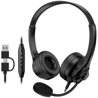 Genius HS-235U AI, Slušalice, žičane, u uhu, mikrofon, Copilot, kontrola glasnoće, kabel od 2,4 m, USB-C, USB, crne Genius HS-235U AI, Slušalice, žičane, u uhu, mikrofon, Copilot, kontrola glasnoće, kabel od 2,4 m, USB-C, USB, crne