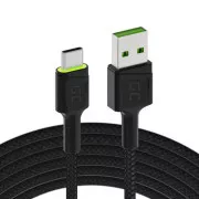Green Cell Cable Ray USB kabel - USB-C 120 cm sa zelenim LED pozadinskim osvjetljenjem i podrškom za brzo punjenje Ultra Charge, QC 3.0