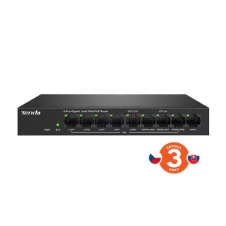 Tenda G0-8G-PoE - Gigabit PoE ruter, 9x RJ45, MultiWAN, 8x PoE 802.3af/at, 10/100/1000Mbps