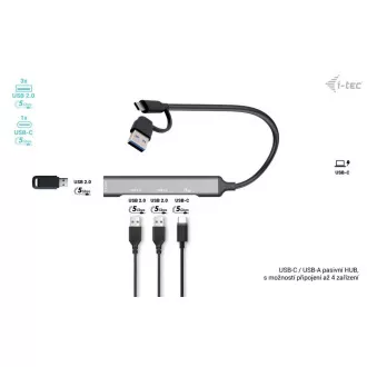 I-Tec USB-A/USB-C metalni HUB 1x USB-C 3.1 + 3x USB 2.0