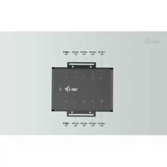 I-tec USB-C/USB-A metalno punjenje + podatkovni HUB, 15 W po priključku, 10x USB-C, 180 W