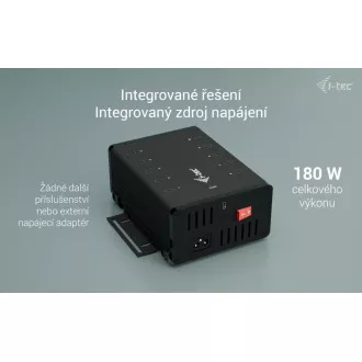 I-tec USB-C/USB-A metalno punjenje + podatkovni HUB, 15 W po priključku, 10x USB-C, 180 W