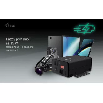 I-tec USB-C/USB-A metalno punjenje + podatkovni HUB, 15 W po priključku, 10x USB-C, 180 W