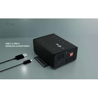 I-tec USB-C/USB-A metalno punjenje + podatkovni HUB, 15 W po priključku, 10x USB-C, 180 W