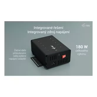 I-tec USB-C/USB-A metalno punjenje + podatkovni HUB, 15 W po priključku, 10x USB-C, 180 W