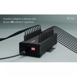 I-tec USB-C/USB-A metalno punjenje + podatkovni HUB, 15 W po priključku, 20x USB-C, 360 W