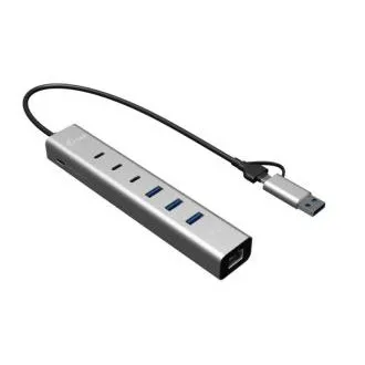 i-tec USB-C/USB-A metalni HUB 6 priključaka (3x USB-C, 3x USB-A), LAN, napajanje 85W i-tec USB-C/USB-A metalni HUB 6 priključaka (3x USB-C, 3x USB-A), LAN, napajanje 85W