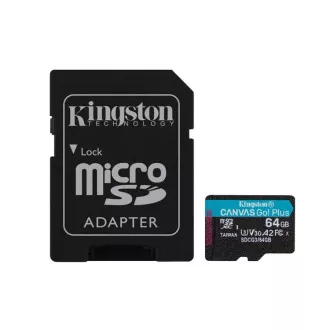 KINGSTON 64GB microSDXC Canvas Go Plus Gen4 200MB/s A2 U3 V30 kartica + adapter