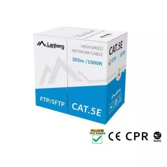 LANBERG LAN KABEL CAT.5E FTP 305M ČVRSTI CU SIVI CPR + FLUKE PROŠAO
