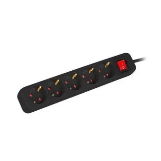 LANBERG PRODUŽNI KABEL 3M 5X SCHUKO UTIČNICA S PREKIDAČEM KVALITETNI BAKRENI KABEL CRNI